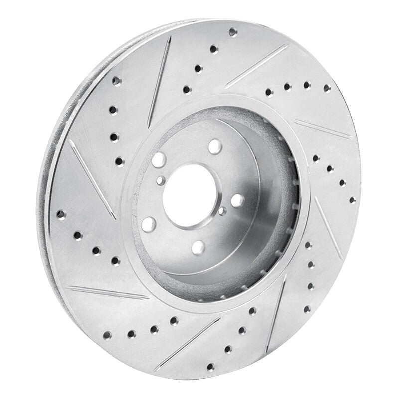 R1 Concepts Drilled & Slotted Silver Front Right Brake Rotor - 2005-2013 Subaru Forester