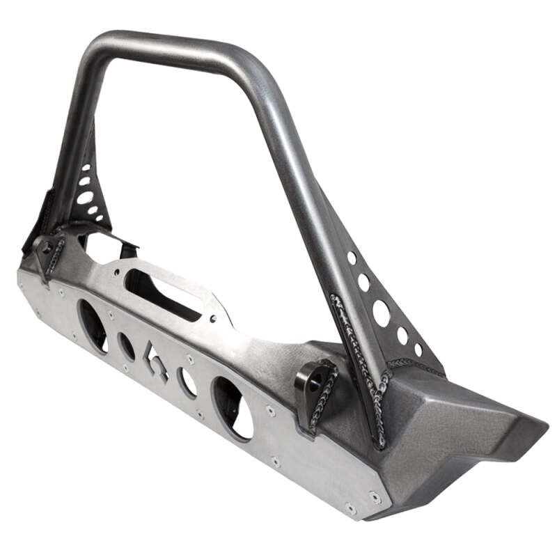 Artec Industries Jeep JK Bare Steel Nighthawk Mid-Tube Stinger Front Bumper w/ Alum Skid Bare Steel