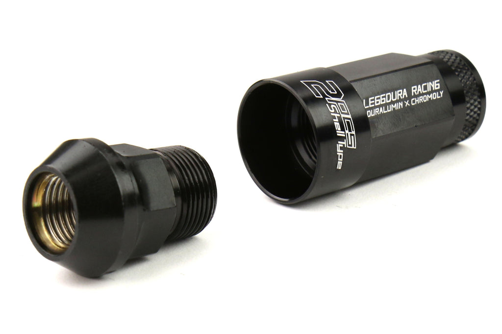 Project Kics Leggdura Racing Shell Type Lug Nut Set 53mm Open-End Look 12X1.25 Black