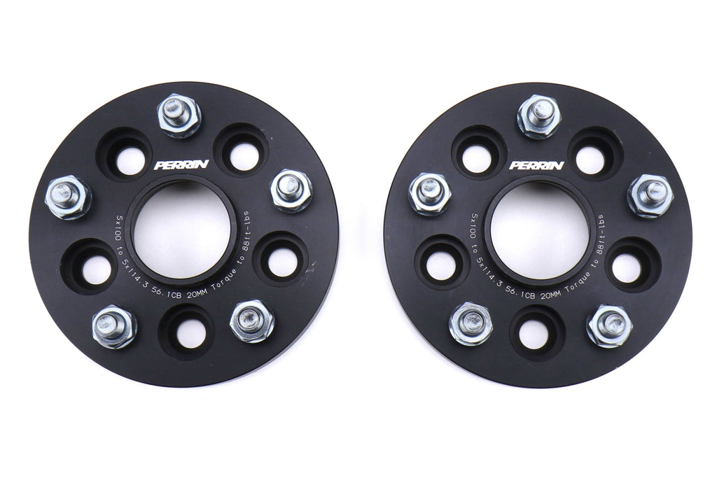 PERRIN 5x100 to 5x114.3 20mm Wheel Adapters Black - Subaru Models (inc. 2002-2014 WRX)