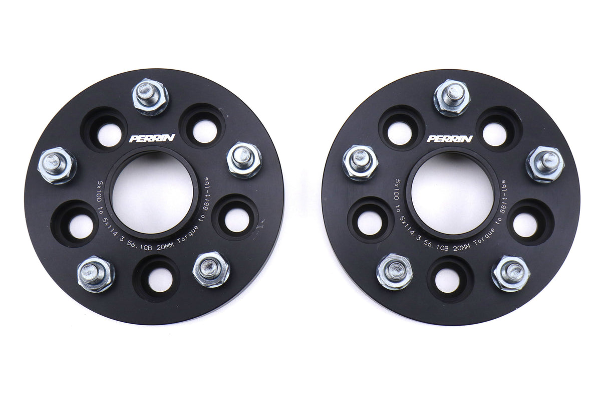 PERRIN 5x100 to 5x114.3 20mm Wheel Adapters Black - Subaru Models (inc. 2002-2014 WRX)