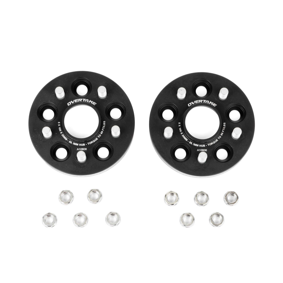 OVERTAKE Wheel Spacers - Pair - 20mm 5x100 - Subaru 2002-2014 WRX, 2004 STI, 2013-2026 BRZ/GR86, and more