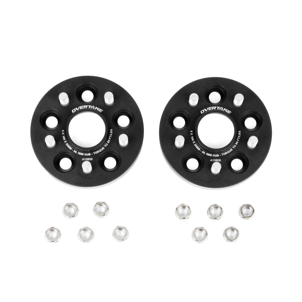 OVERTAKE Wheel Spacers - Pair - 20mm 5x100 - Subaru 2002-2014 WRX, 2004 STI, 2013-2026 BRZ/GR86, and more