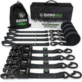 Rhino USA Heavy Duty Ratchet Tie-Down 4-Pack (Black) 1.6In X 8Ft