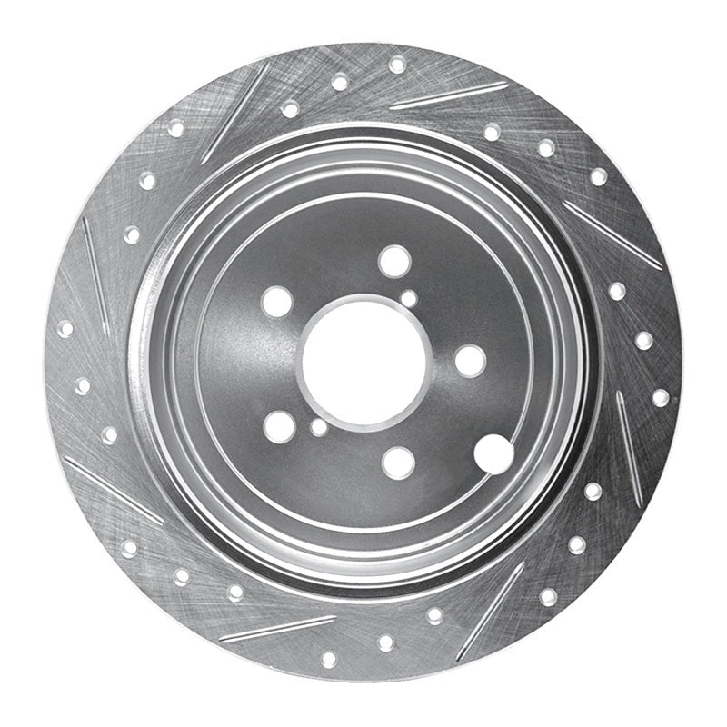 R1 Concepts Drilled & Slotted Silver Rear Right Brake Rotor - 2008-2014 Subaru WRX / Subaru Impreza