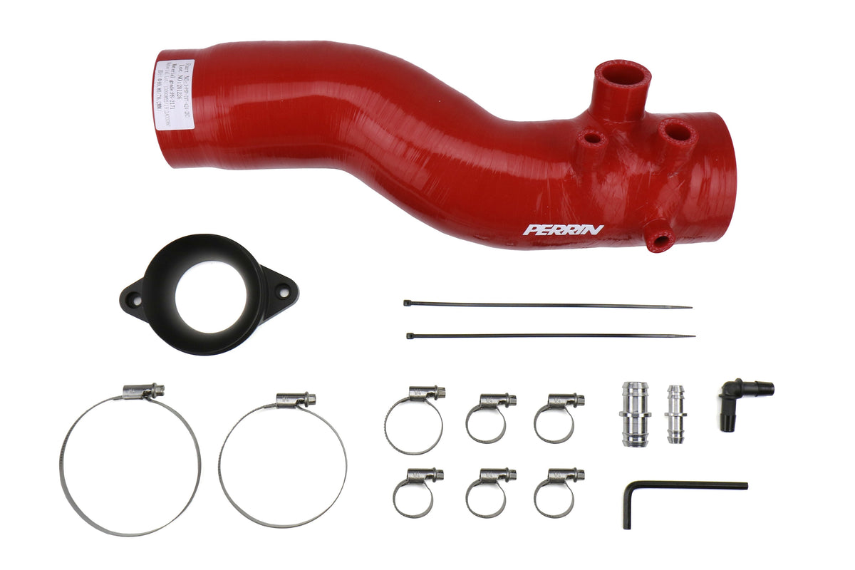PERRIN Turbo Inlet Hose w/ Nozzle Red - 2015-2021 Subaru WRX