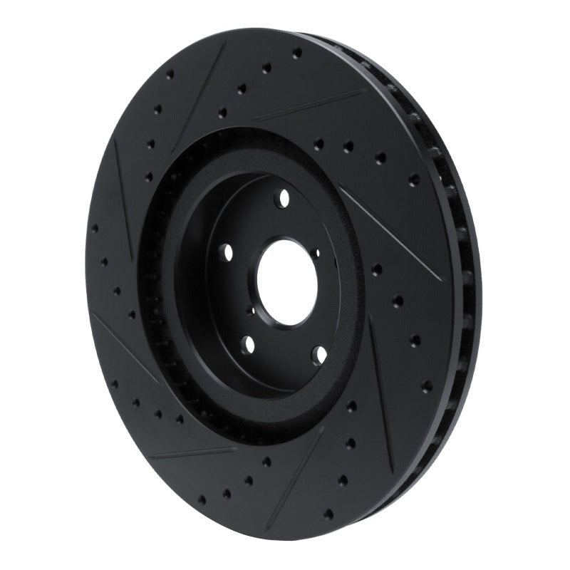R1 Concepts Drilled & Slotted Black Front Right Brake Rotor - 2019-2025 Subaru Ascent
