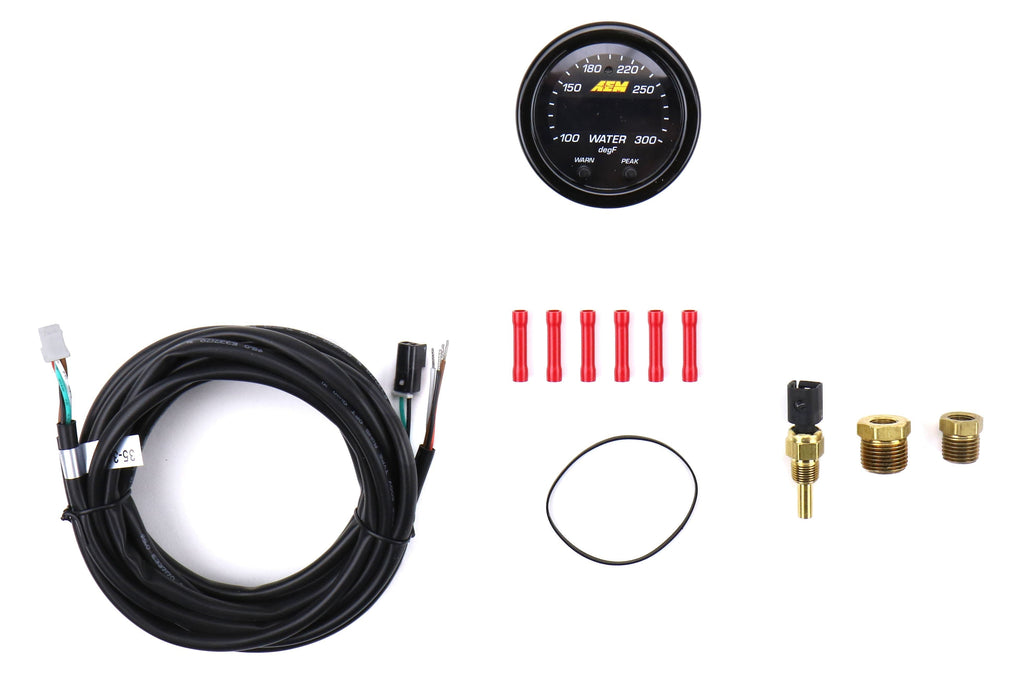 AEM X-Series Temperature Gauge Kit - 100-300F - Black Bezel / Black Face - Universal