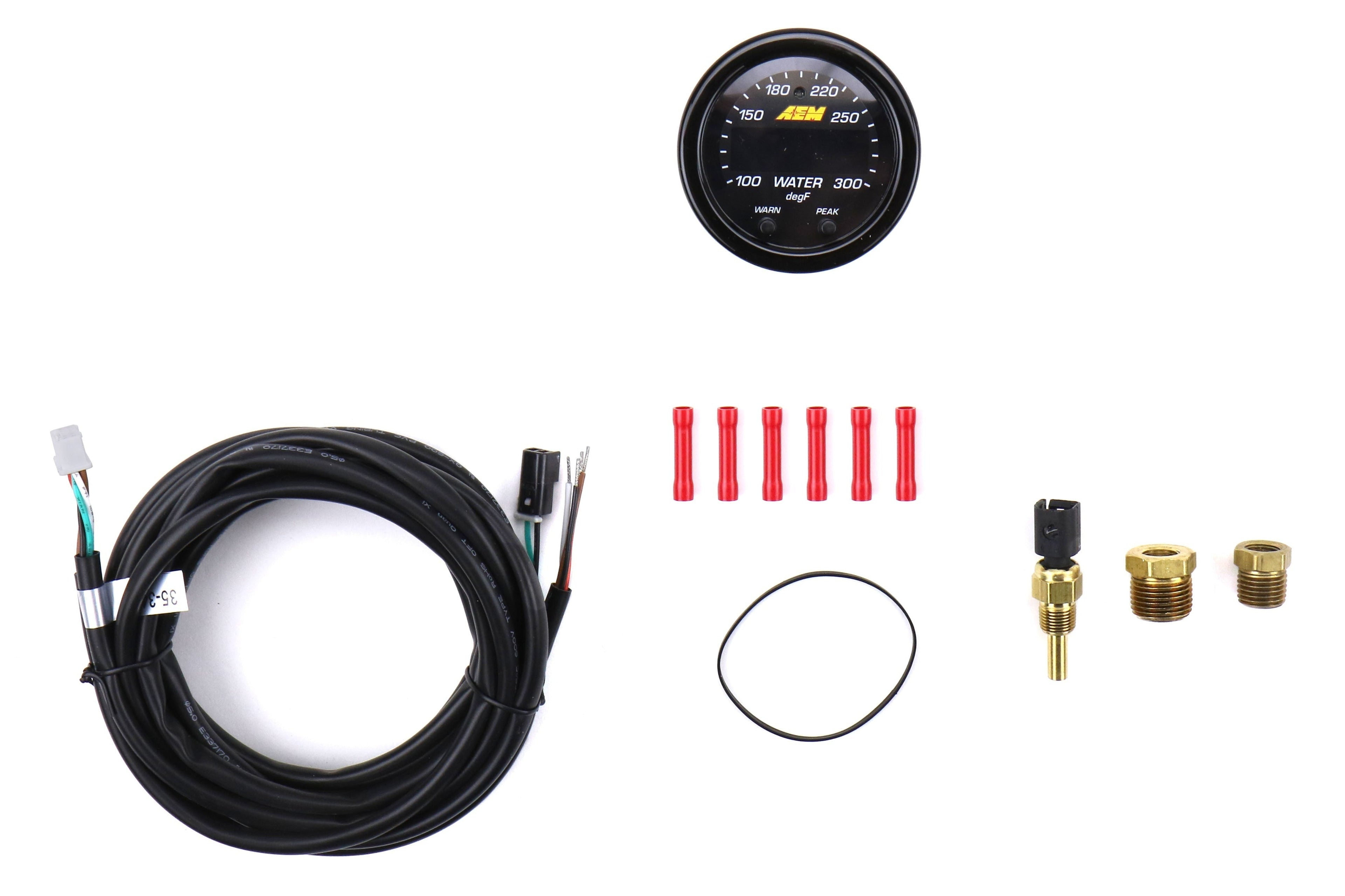 AEM X-Series Temperature Gauge Kit - 100-300F - Black Bezel / Black Face - Universal
