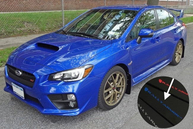Rally Armor UR Mudflaps Black Urethane Blue Logo - 2015-2024 Subaru WRX/STI
