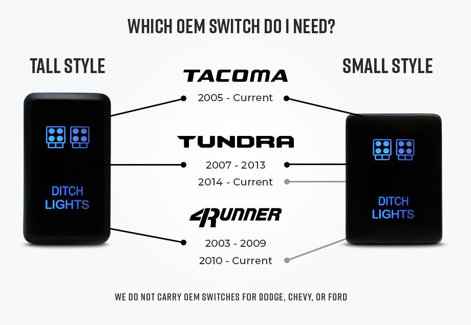 Small Style Toyota OEM Style "LED Light Bar" Switch