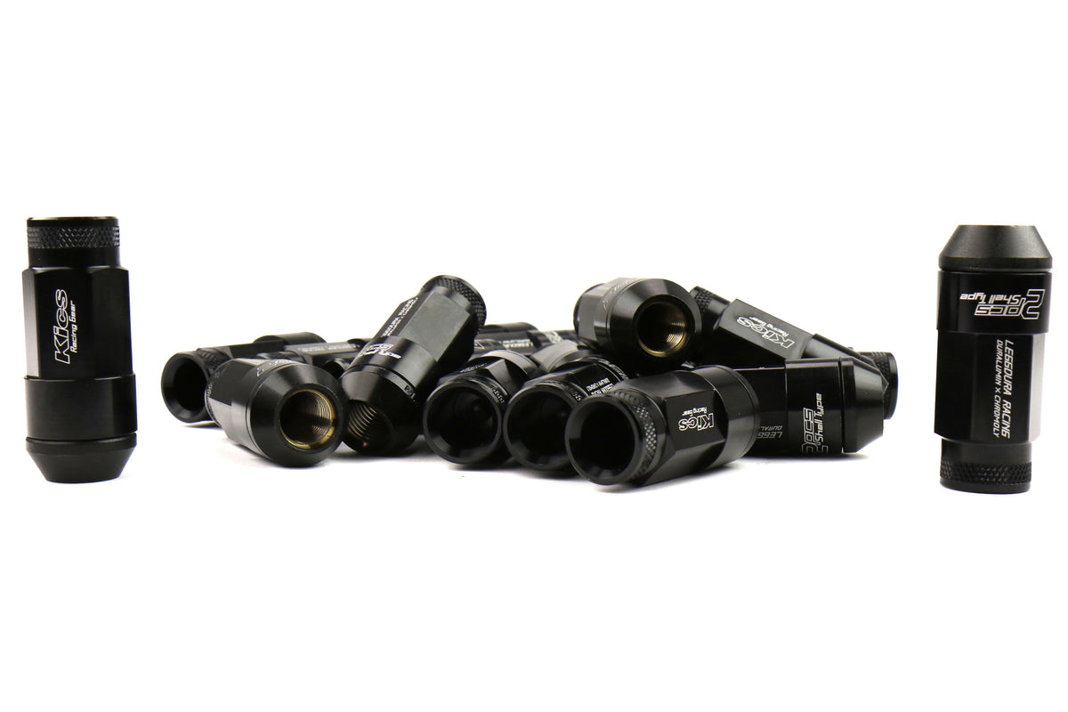 Project Kics Leggdura Racing Shell Type Lug Nut Set 53mm Open-End Look 12X1.25 Black