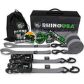 Rhino USA Heavy Duty Ratchet Tie-Downs 2-Pack (Gray) 1.6In X 8Ft