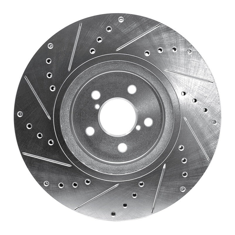 R1 Concepts Drilled & Slotted Silver Front Right Brake Rotor - 2005-2013 Subaru Forester