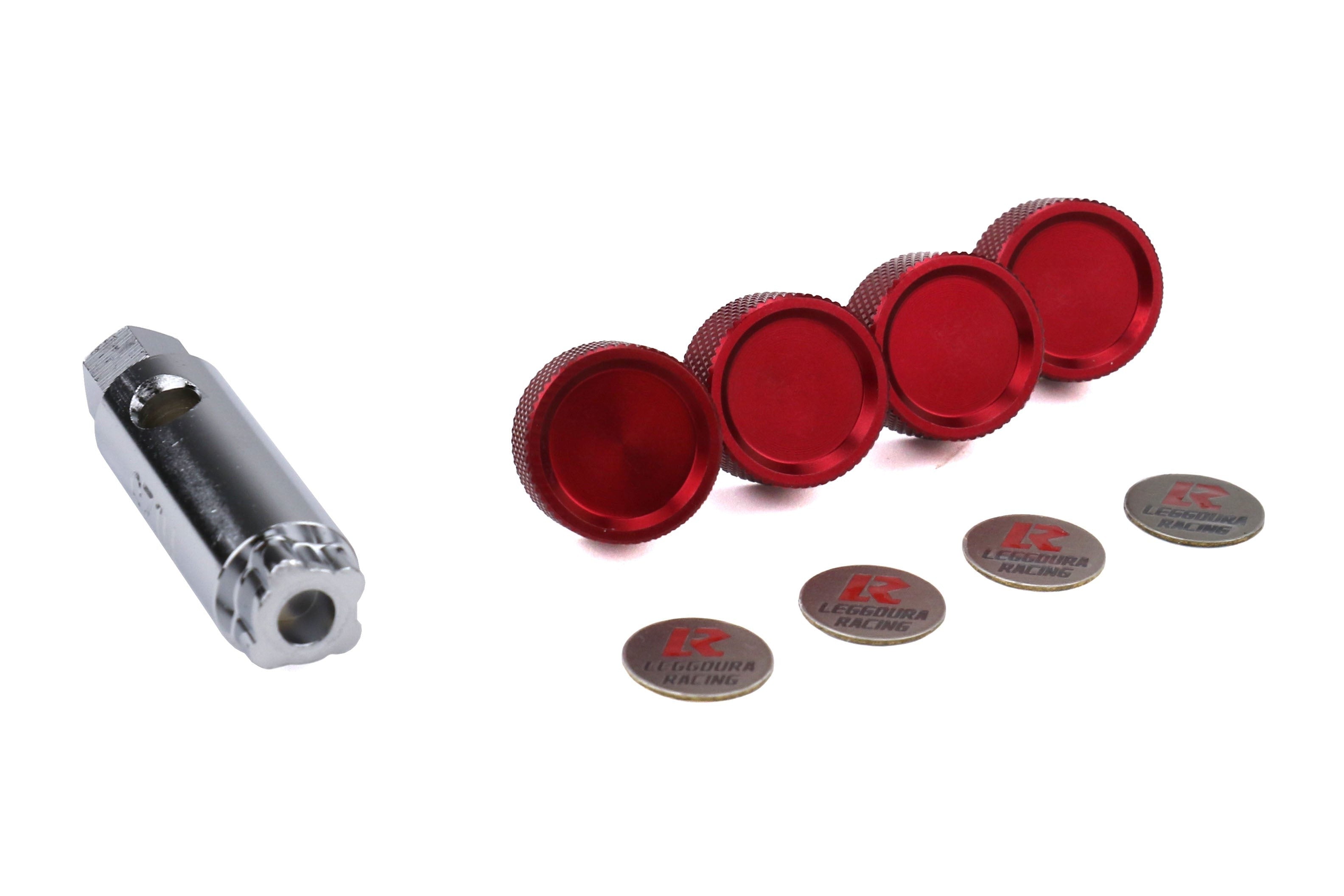 Project Kics Leggdura Racing License Plate Lock Bolt Set Red - Universal
