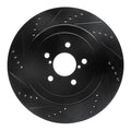 R1 Rear Left Drilled & Slotted Black Brake Rotor - 2004 Subaru STI
