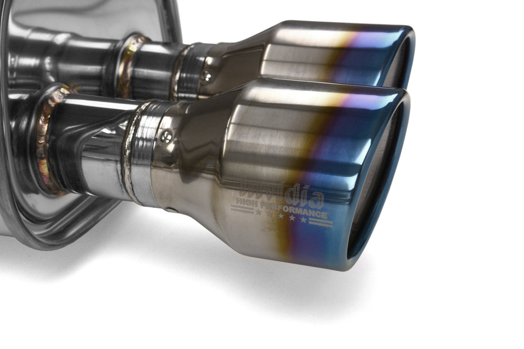 Invidia Q300 Quad Tip Cat Back Exhaust - Titanium Burnt Tips - 2015-2021 Subaru WRX / STI