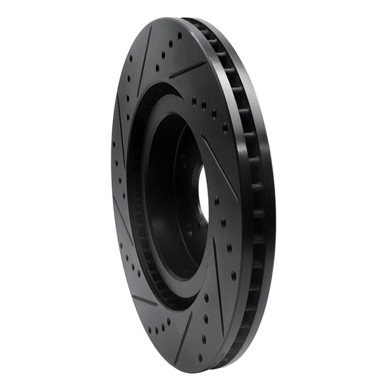 R1 Concepts Drilled & Slotted Black Front Right Brake Rotor - 2019-2024 Subaru Forester