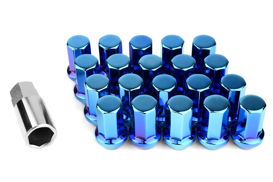 Project Kics Heptagon Caliber 24 Blue Titanium Closed Ended Lug Nuts 12X1.50