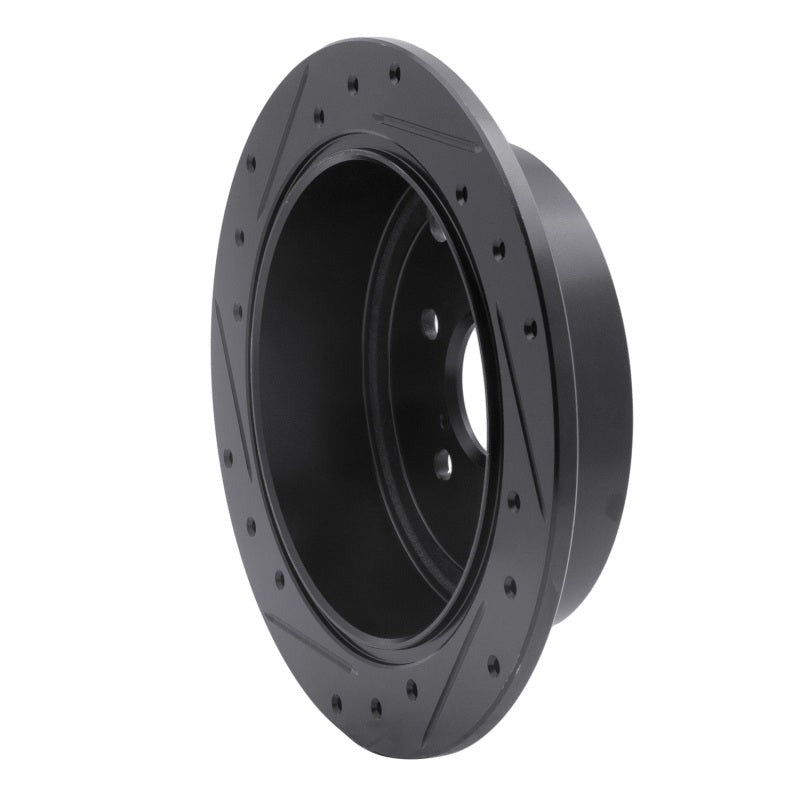 R1 Concepts Drilled & Slotted Black Rear Right Brake Rotor - 2008-2014 Subaru WRX / Subaru Impreza