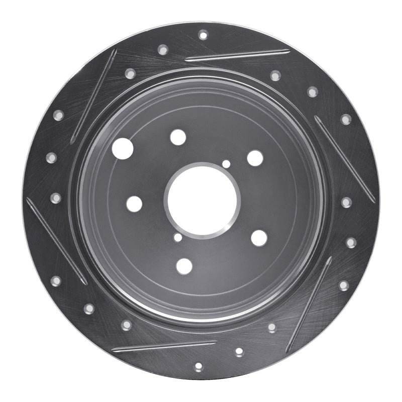 R1 Rear Right Drilled & Slotted Silver Brake Rotor - 2015-2021 Subaru WRX