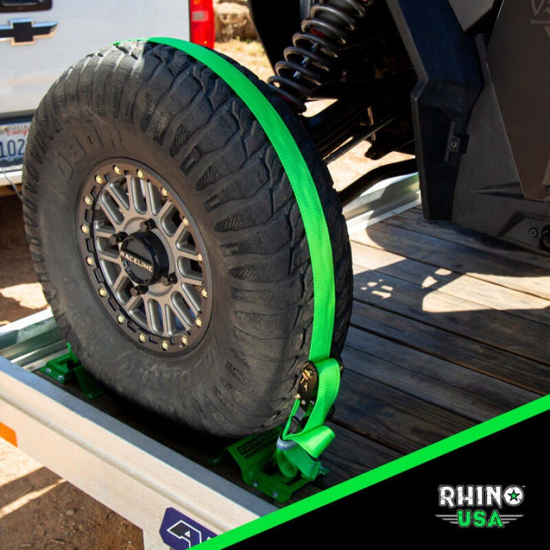 Rhino USA UTV Wheel Chock Tie-Down Kit (4-Wheel Kit) (Green)