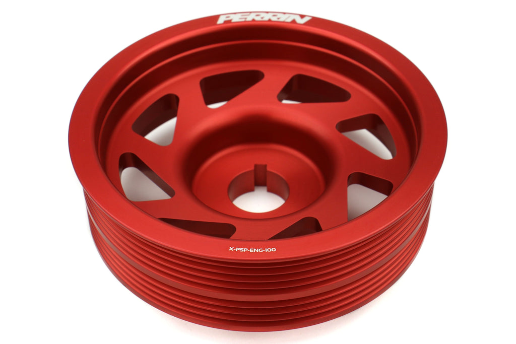 PERRIN Lightweight Crank Pulley Red - Subaru Models (inc. 2002-2014 WRX / 2004-2021 STI)