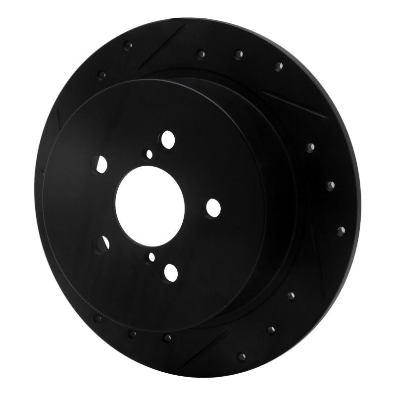 R1 Concepts Drilled & Slotted Black Rear Left Brake Rotor - 2005-2009 Subaru Legacy