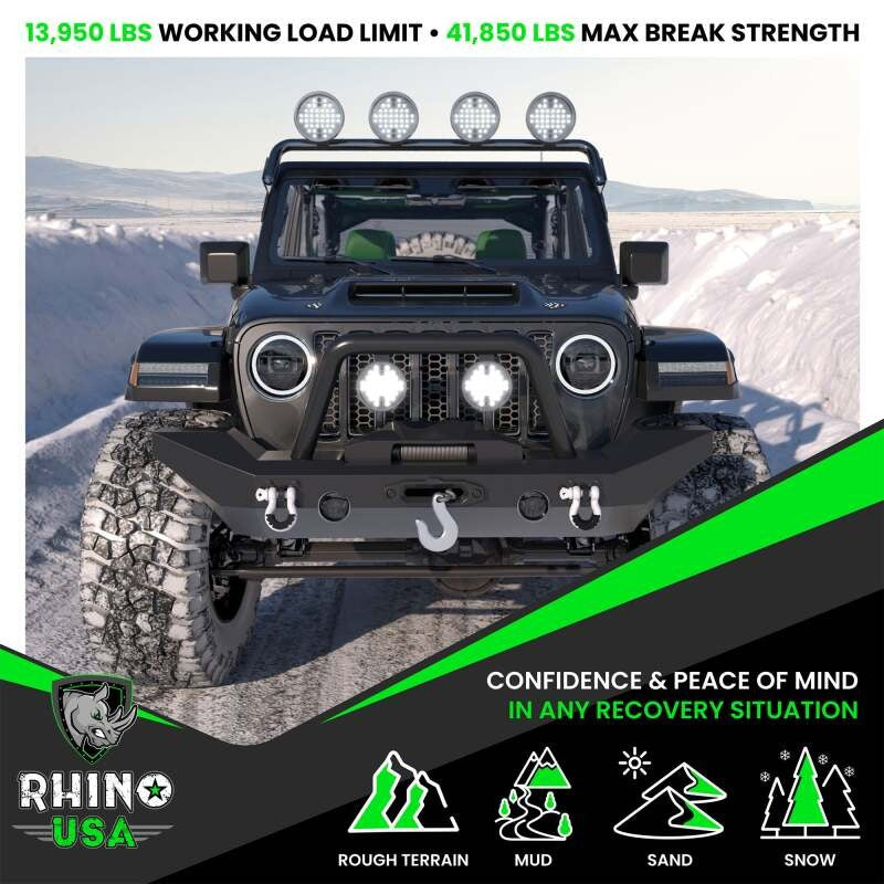 Rhino USA 3/4In D-Ring Shackle Set (2-Pack) Matte Black