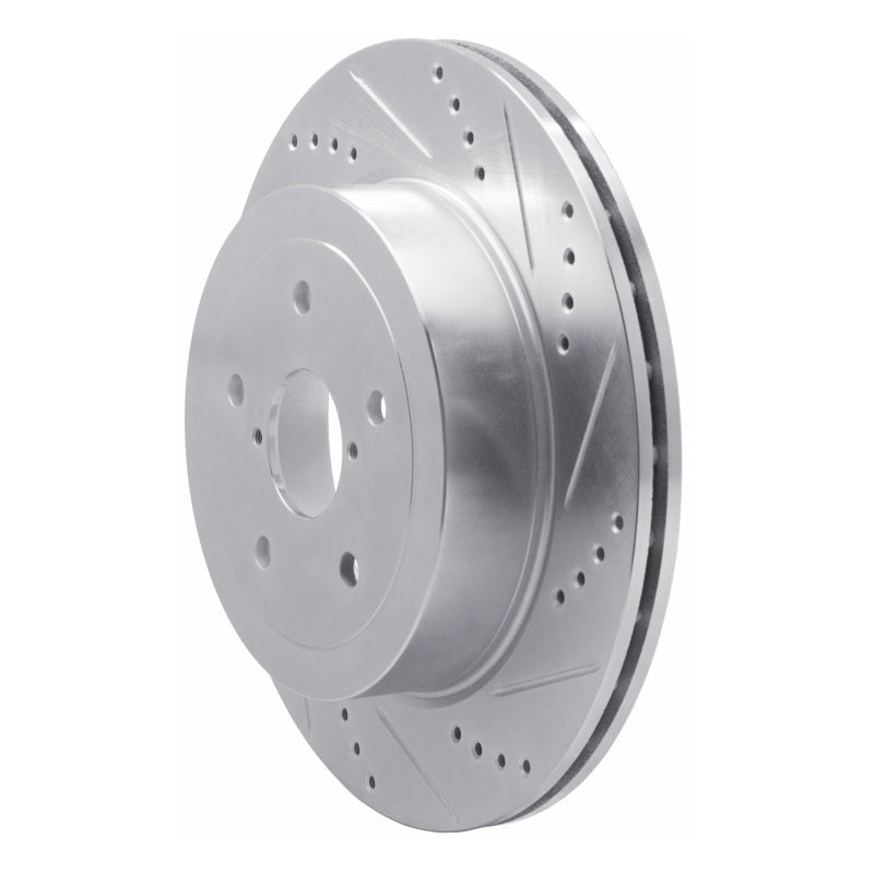 R1 Rear Right Drilled & Slotted Silver Brake Rotor - 2005-2007 Subaru STI