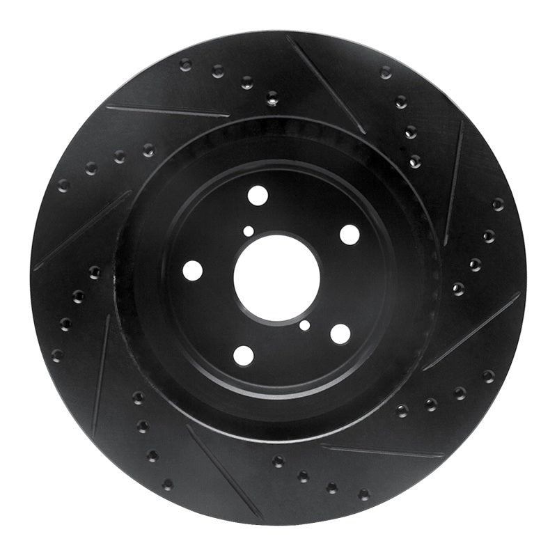 R1 Concepts Drilled & Slotted Black Front Left Brake Rotor - 2019-2024 Subaru Forester