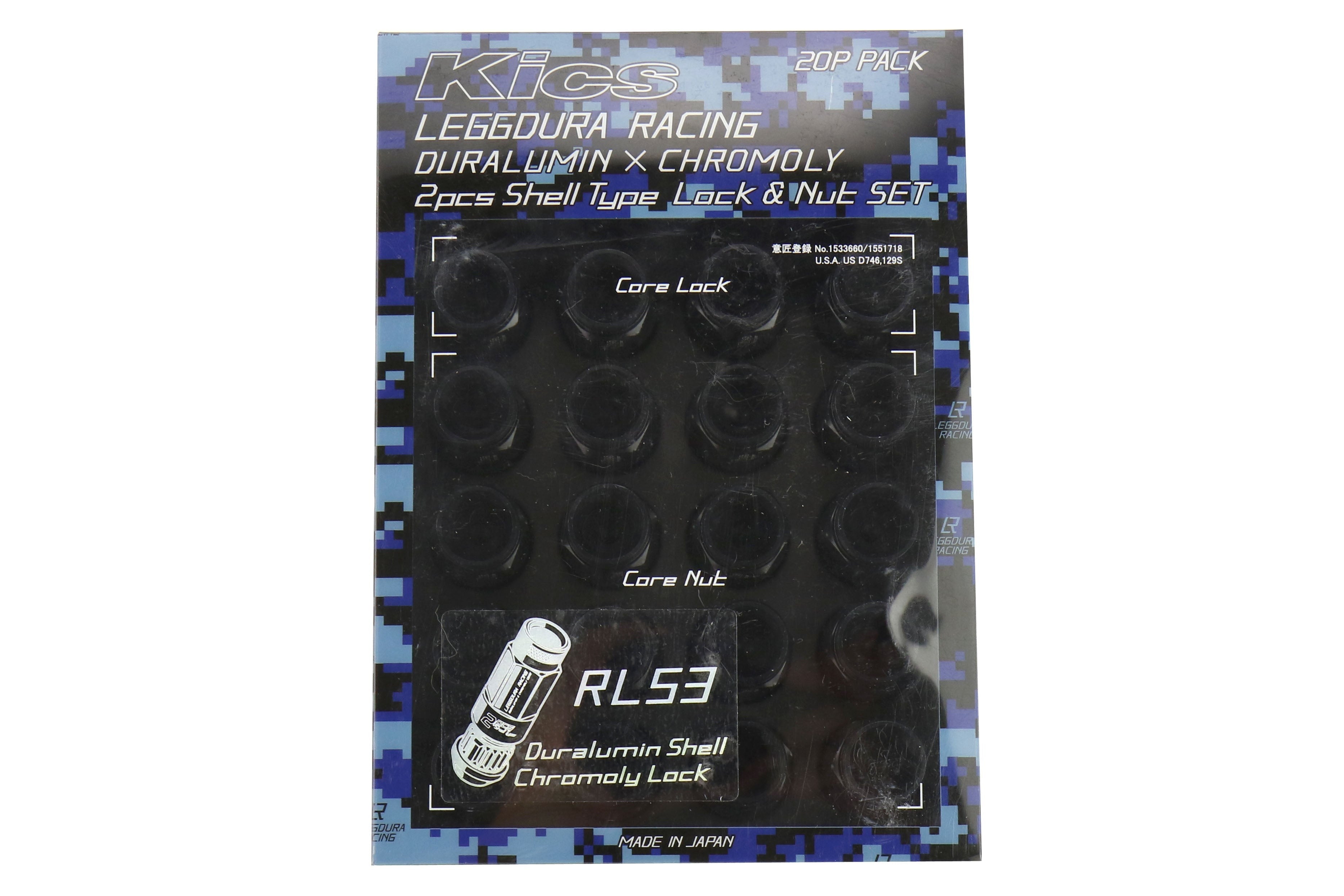 Project Kics Leggdura Racing Shell Type Lug Nut Set 53mm Open-End Look 12X1.25 Black