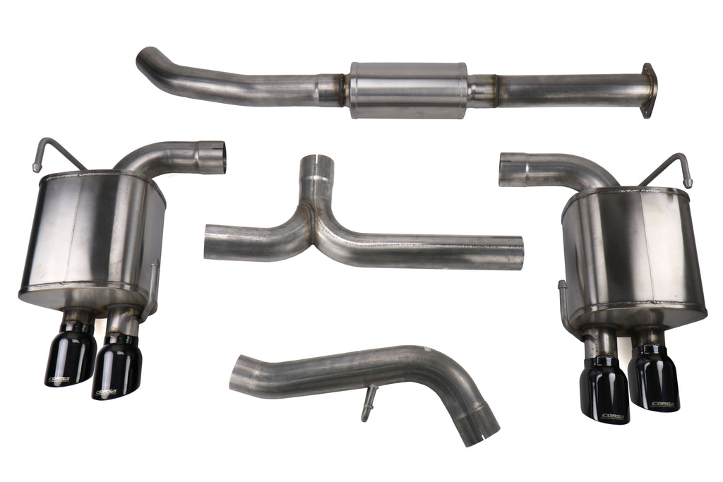 Corsa Sport Cat Back Exhaust - Black Quad 3.5in Tips - 2015-2021 Subaru WRX