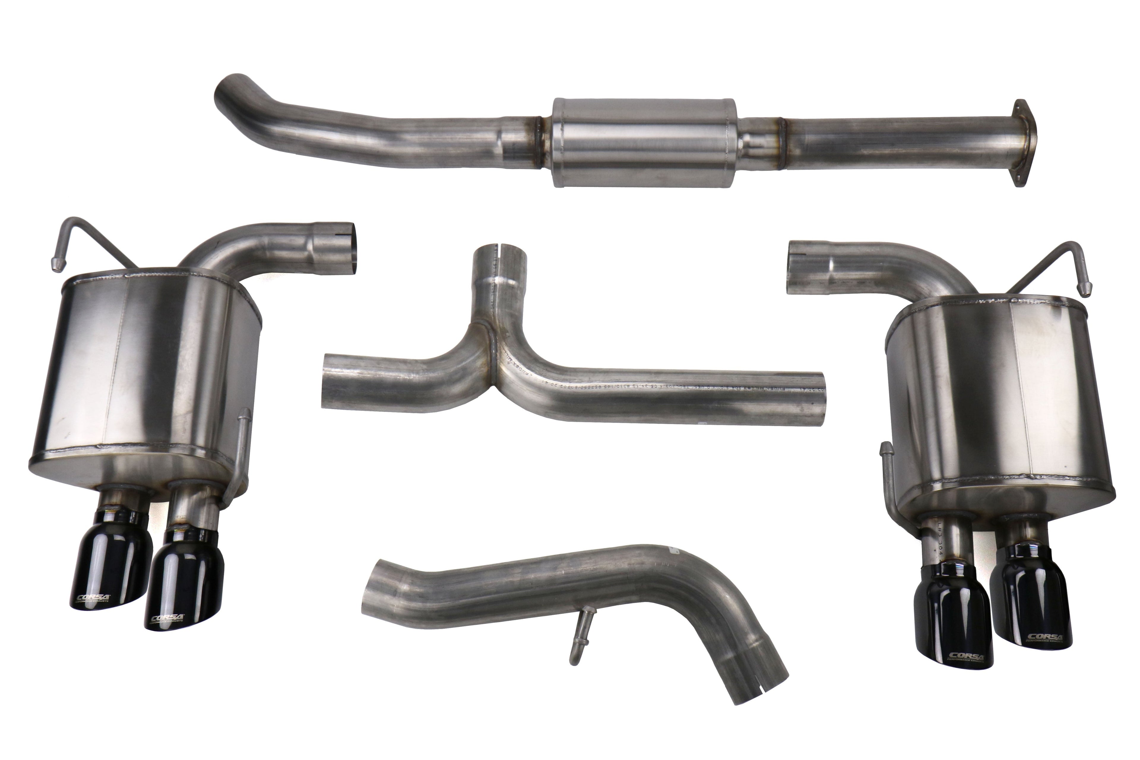 Corsa Sport Cat Back Exhaust - Black Quad 3.5in Tips - 2015-2021 Subaru WRX