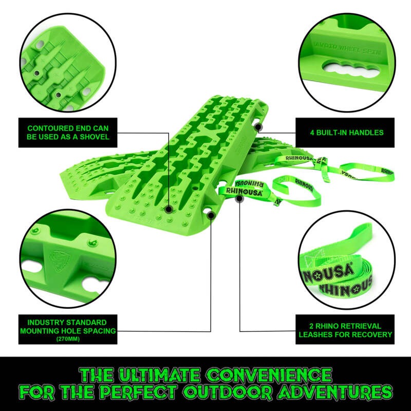 Rhino USA Recovery Traction Boards - Green (Pair)