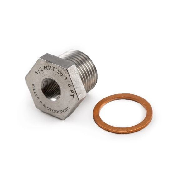 Killer B 1/2NPT to 1/8PT Oil Temperature Sensor Adapter - 2002-2014 Subaru WRX / 2004-2021 STI / 2006-2013 Forester XT