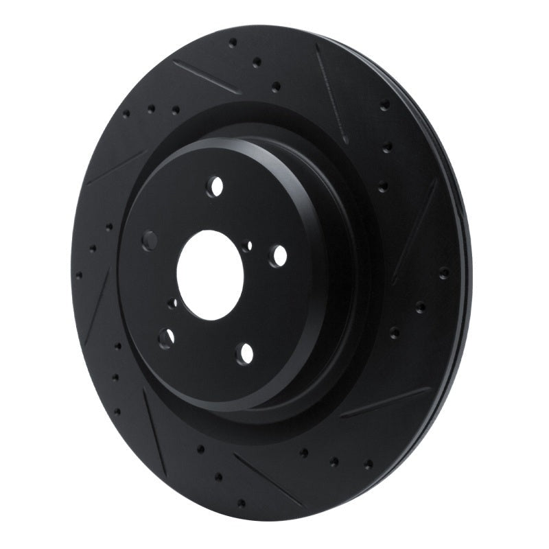 R1 Concepts Drilled & Slotted Black Rear Right Brake Rotor - 2019-2025 Subaru Ascent