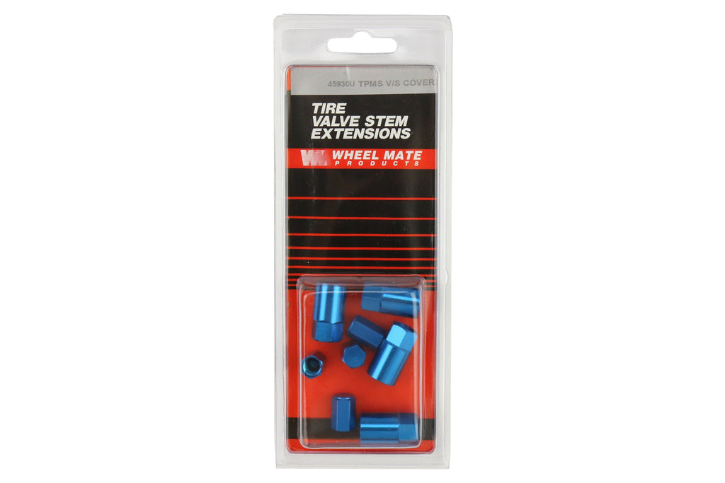Wheelmate Valve Caps w/ TPMS Valve Step Sleeves Blue - Universal
