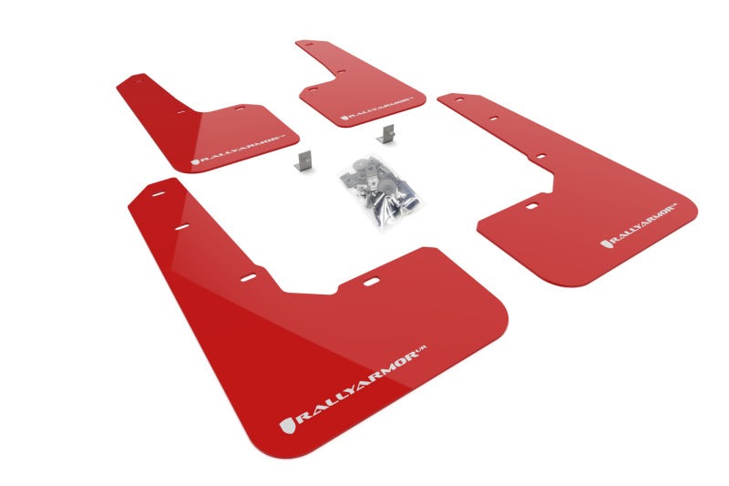 Rally Armor UR Mud Flap w/White Logo - Red - 2022-2024 Subaru Outback Wilderness
