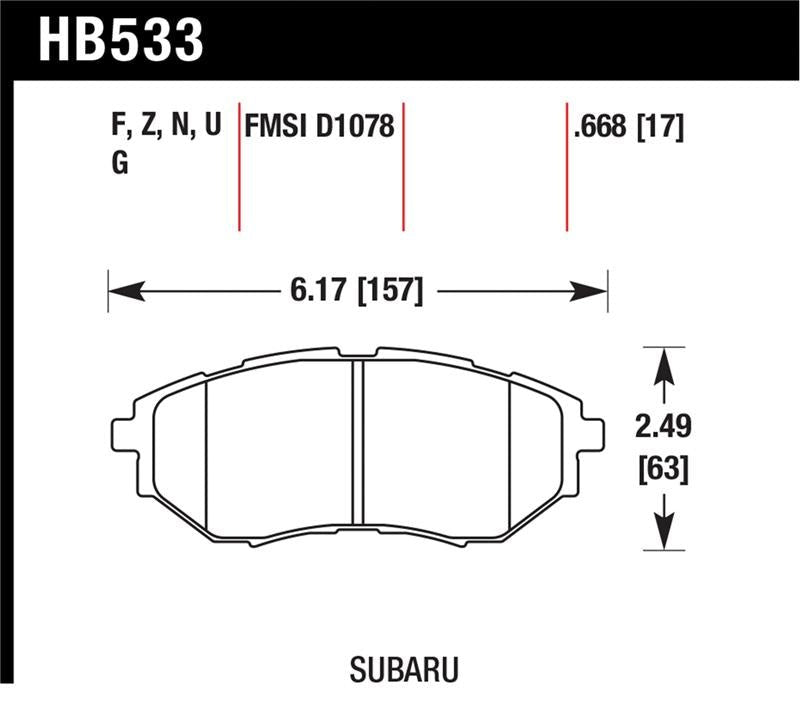 Hawk HPS Street Brake Pads - Front - 2005-2008 Subaru Legacy GT