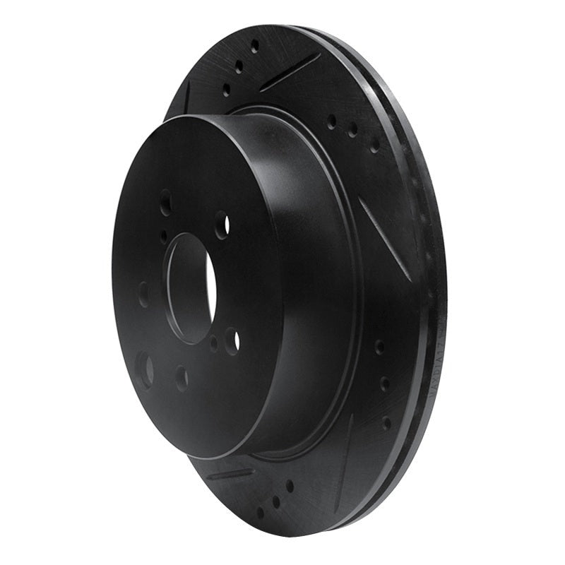 R1 Concepts Drilled & Slotted Black Rear Left Brake Rotor - 2014-2018 Subaru Forester