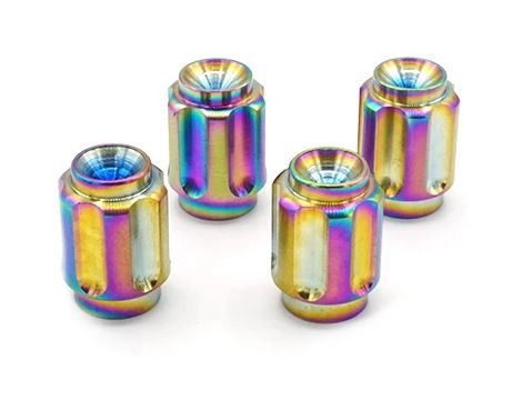 Fast Turn Fittings Gear Titanium Valve Stem Caps (True Burned) - Universal