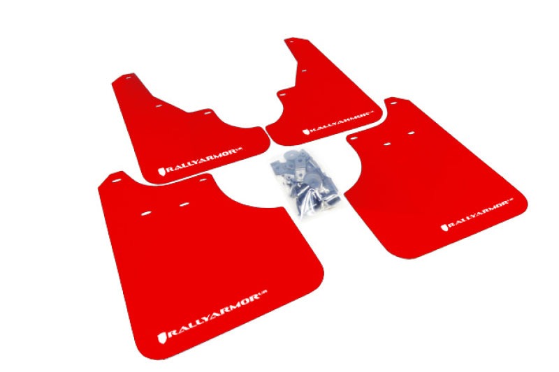 Rally Armor UR Mud Flap w/White Logo - Red - 2009-2013 Subaru Forester