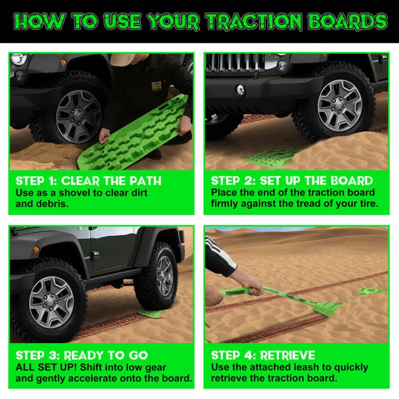 Rhino USA Recovery Traction Boards - Green (Pair)