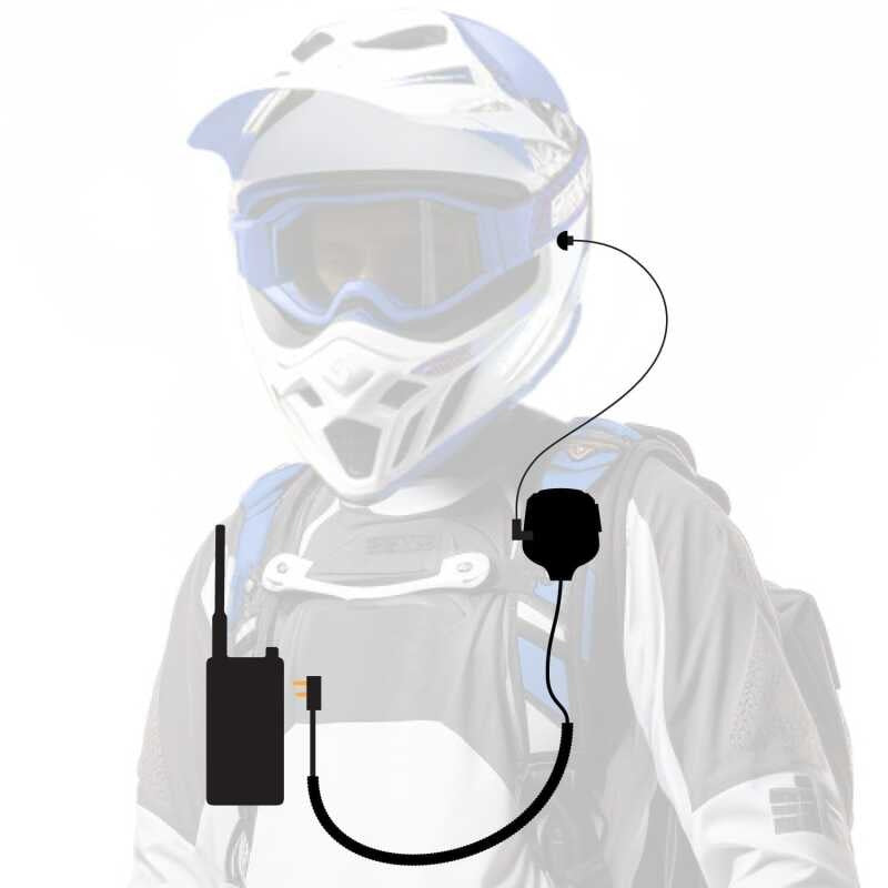 Rugged Radios PATROL Moto Kit - Ear Piece and Hand Mic With GMR2 PLUS - GMRS Radio