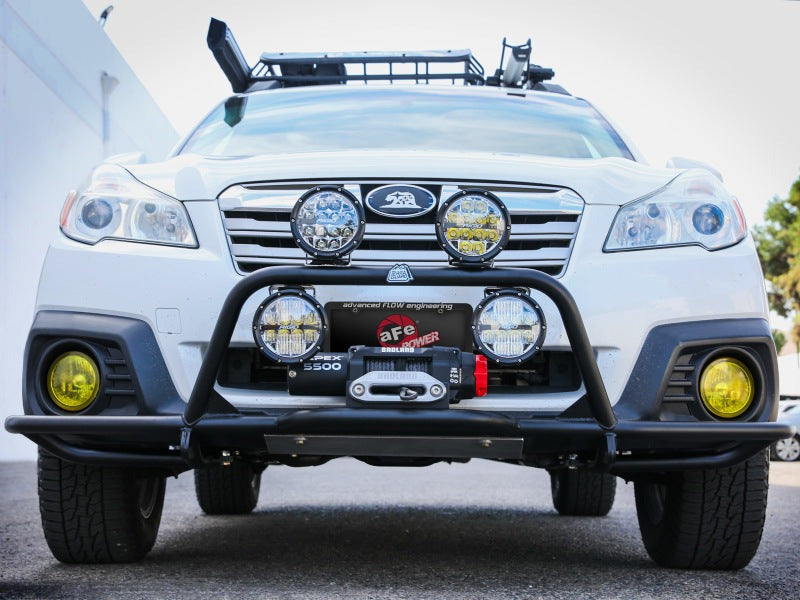aFe Terra Guard Front Bumper Guard w/Winch Mount - Black - 2020-2024 Subaru Outback H4-2.4L / H4-2.5L