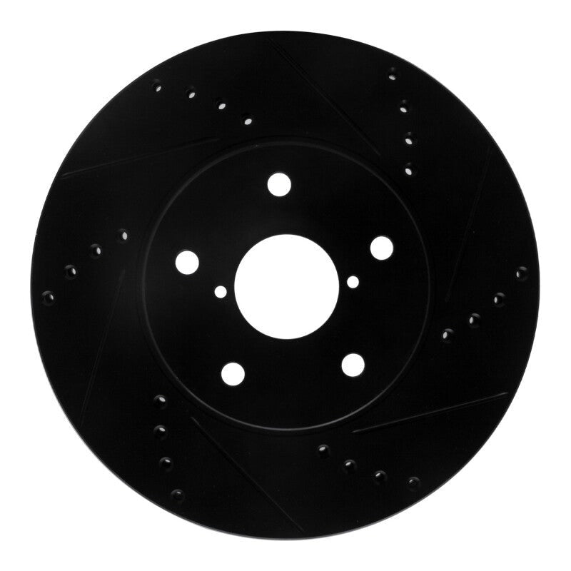 R1 Concepts Drilled & Slotted Black Front Right Brake Rotor - 2015-2019 Subaru Legacy