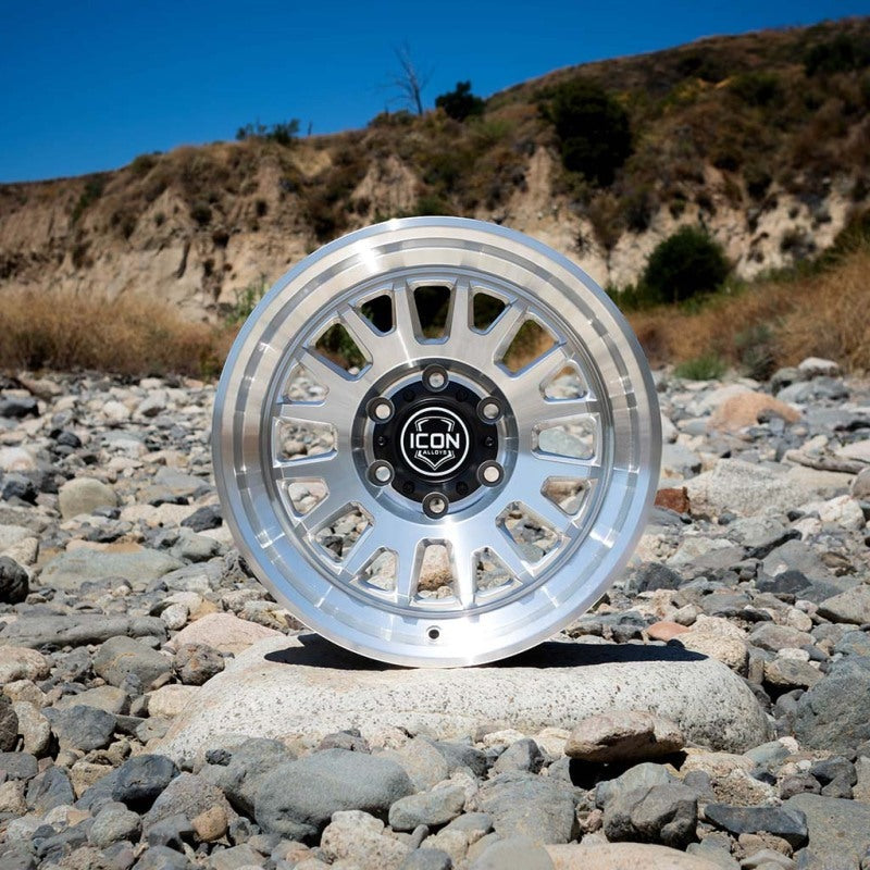 ICON Alloys Anza 17x8.5 5x5 -6mm 4.5" Backspacing Silver Machined Wheel - 8217857345SM
