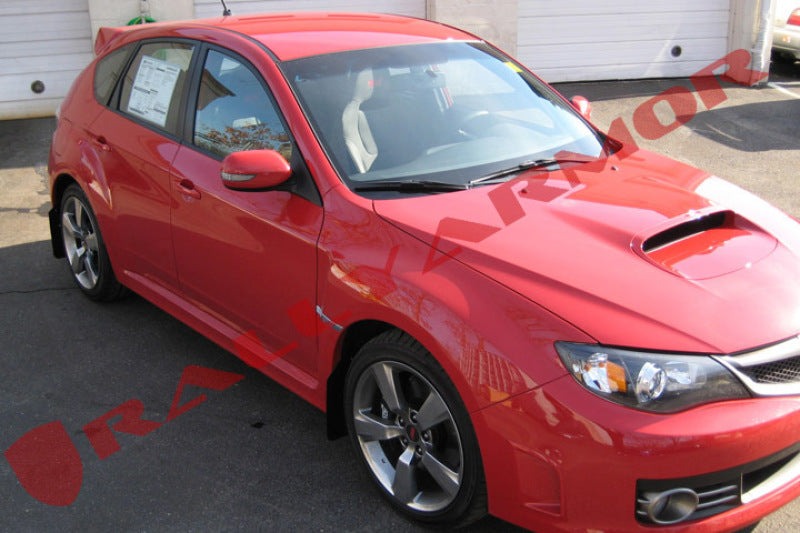 Rally Armor Black UR Mud Flap w/Red Logo - 2008-2014 Subaru STI (Hatch Only) / 2011-2014 WRX (Hatch Only)