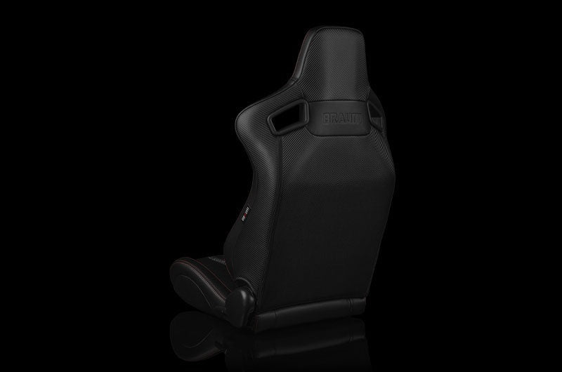 ELITE-X Series Sport Reclinable Seats (Pair) - Black Leatherette w/ Red Stitching - Universal